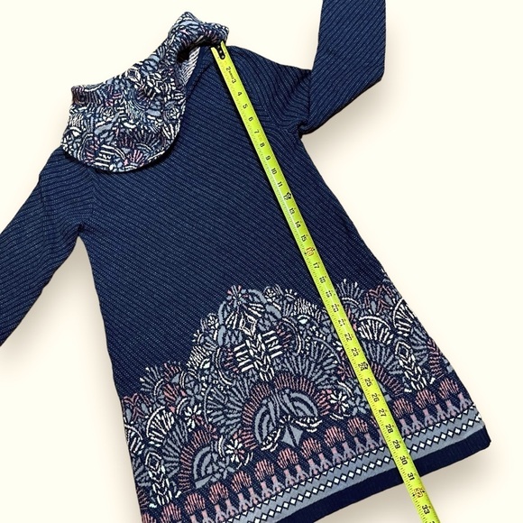 Anthropologie Moth Navy Imperial Garden Tunic Sweater Dress XS Wool Alpaca - Picture 15 of 16